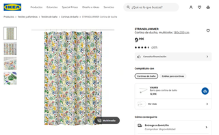 Cortina de ducha floral con barra