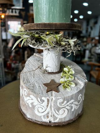 Portacandele rustico decorativo in stile artigianale