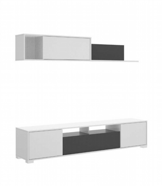 Mueble de Salón Tv. Blanco Brillo y Grafito