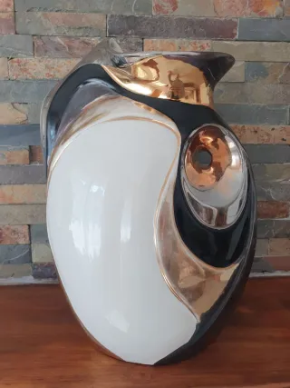 Jarrón Galos Cerámica Dorado y Blanco