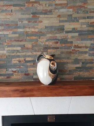 Jarrón Galos Cerámica Dorado y Blanco