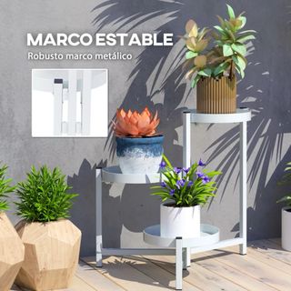 Soporte Plantas Metal 3 Niveles Plegable