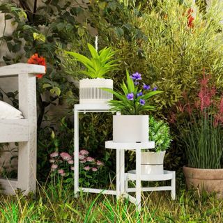 Soporte Plantas Metal 3 Niveles Plegable