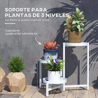 Soporte Plantas Metal 3 Niveles Plegable