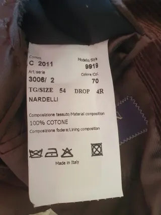 Giacca velluto marrone uomo taglia 54