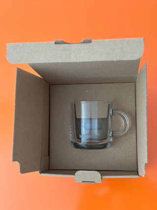Juego 4 tazas café Nespresso con plato cristal