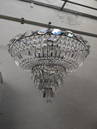 Lámpara de cristal colgante multicolor plateada de