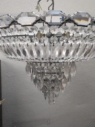 Lámpara de cristal colgante multicolor plateada de