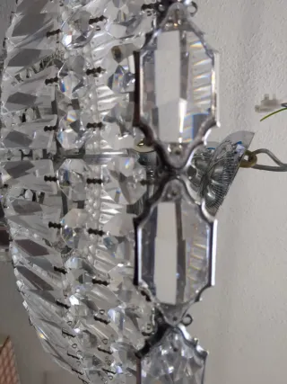 Lámpara de cristal colgante multicolor plateada de