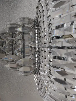 Lámpara de cristal colgante multicolor plateada de