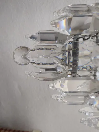 Lámpara de cristal colgante multicolor plateada de