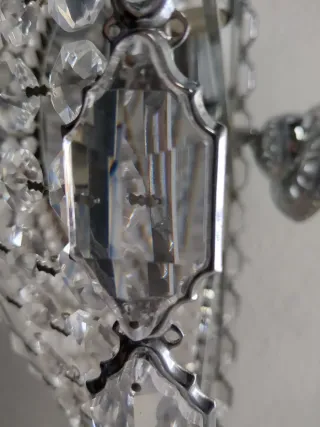 Lámpara de cristal colgante multicolor plateada de