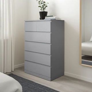 Cómoda MALM 6 cajones gris 80x123