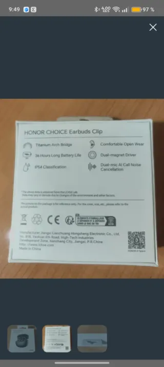 Auriculares Honor Choice clip Airbud Negro/Naranja
