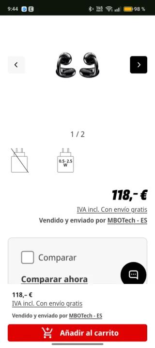 Auriculares Honor Choice clip Airbud Negro/Naranja