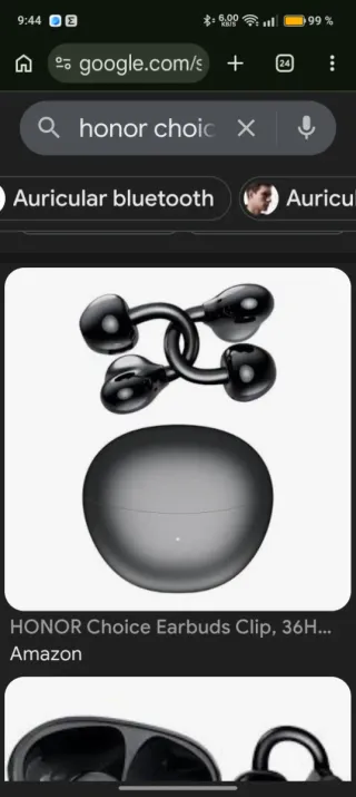 Auriculares Honor Choice clip Airbud Negro/Naranja