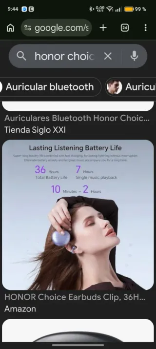Auriculares Honor Choice clip Airbud Negro/Naranja