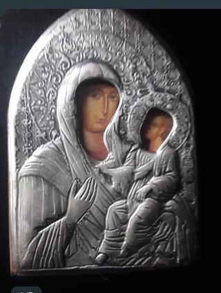 Icono Virgen y Niño Plata