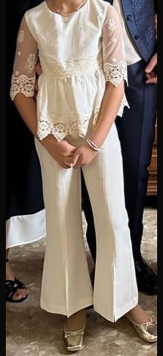 Conjunto Angelito Boda Niña Blanco Roto talla 10