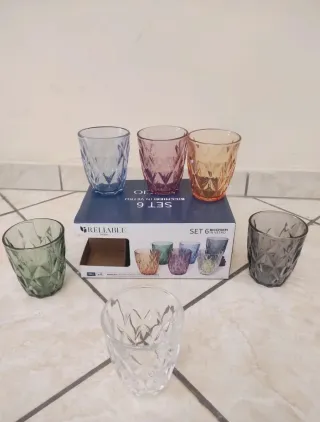 Set 6 Bicchieri Vetro Lavorato Reliable