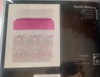 Juego funda nórdica rosa y blanca