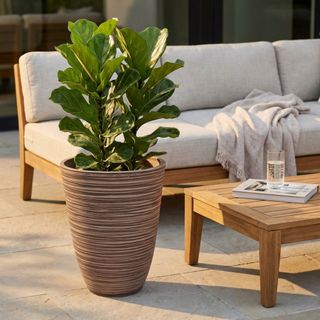 Vaso Grande in Fibra Sintetica Taupe 39x46cm Alto