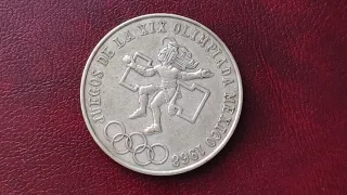 Moneda 25 Pesos México 1968 Olimpiadas Plata