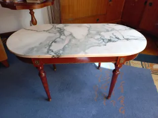 Mesa centro de mármol y madera