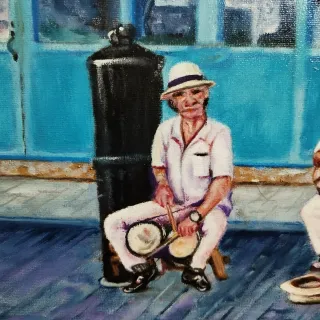 Óleo Músicos Callejeros en La Habana