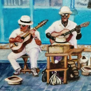 Óleo Músicos Callejeros en La Habana
