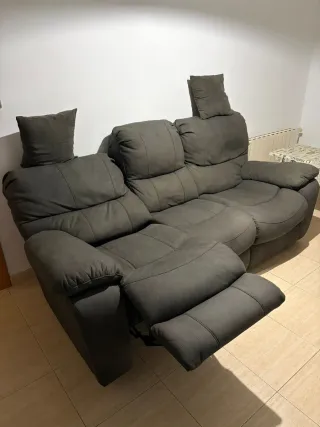 Sofá reclinable 3 plazas gris