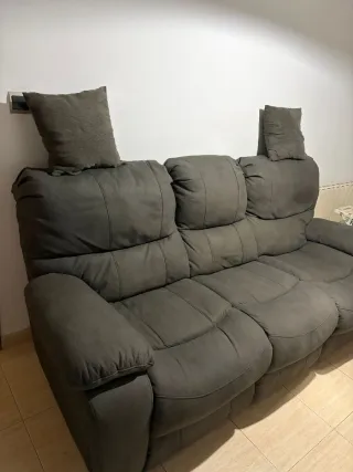 Sofá reclinable 3 plazas gris