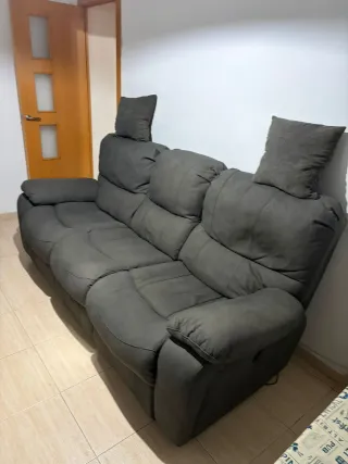 Sofá reclinable 3 plazas gris