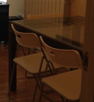 Mesa comedor extensible cristal wengue