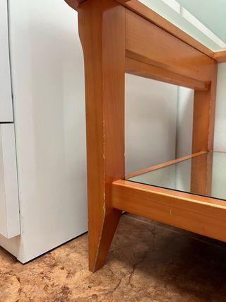 Mesa auxiliar madera y cristal