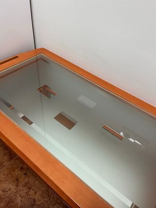 Mesa auxiliar madera y cristal