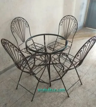 Mesa mosaico artesanal verde y beige