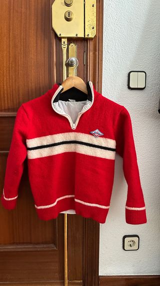Jersey de lana rojo y blanco