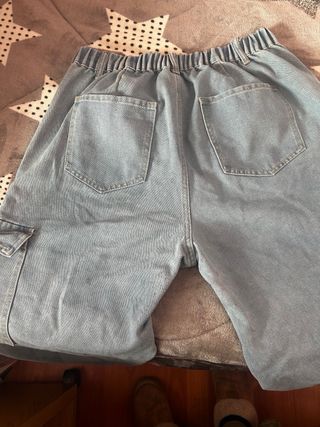 Pantalón Cargo Ancho Shein Azul Lavado Medio