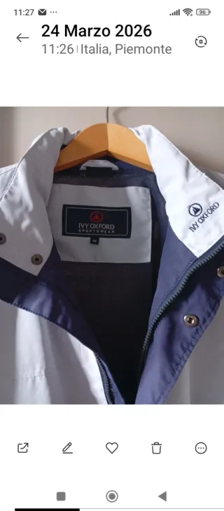 Giacca a vento Ivy Oxford blu e bianca taglia L