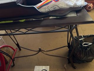 Mueble de entrada metal y madera con espeko a jueg