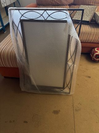 Mueble de entrada metal y madera con espeko a jueg