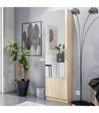 Zapatero 1 Puerta Espejo. Roble Canadian