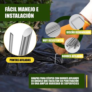 100 Grapas Jardín Galvanizado Malla Antihierba