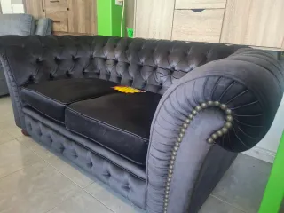 Sofá Chester Terciopelo Negro