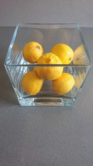 Frutero, jarrón de cristal, centro de mesa