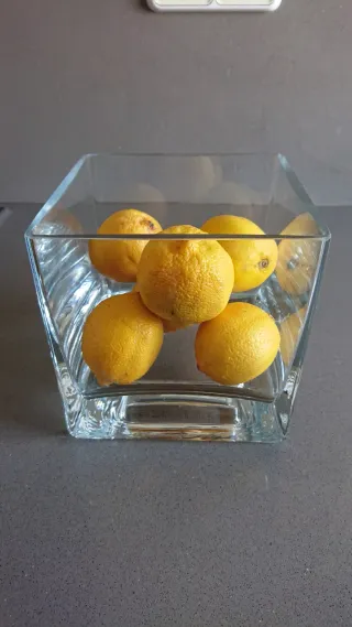 Frutero, jarrón de cristal, centro de mesa
