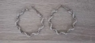 Pendientes Aro Plateados con Perlas Blancas