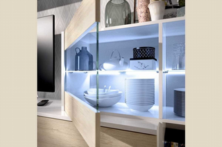 Mueble de Salón Tv Leds Rinconero. Blanco Brillo