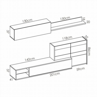 Mueble de Salón Tv Leds Rinconero. Blanco Brillo